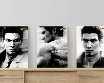 Kazuma Kiryu Grunge Art Poster Set: Gaming Room Decor (Digital Download)