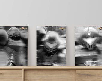 Metroid Prime Poster Set: Grunge Scan Art, Gaming Room Decor (Digital Download)