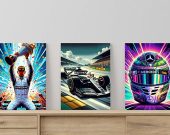 Formula 1 Pixel Art Poster Set: Retro Gaming Room Decor (Digital Download)