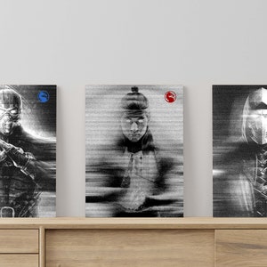 Mortal Kombat Grunge Scans Art Poster set of 3, Gaming Room Wall Art, Mortal Kombat Poster for minimalist Home Decor | digital download