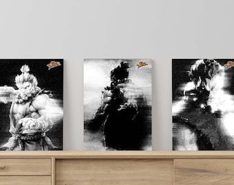 Akuma Grunge Art Poster Set: Street Fighter Gaming Decor (Digital Download)