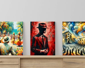 Eerie Oil Painting Art Poster Set: Vibrant Home Decor (Digital Download)
