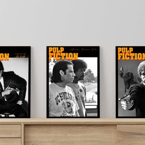Pulp Fiction Movie Poster set of 3, Gaming Room Wall Art, Pulp Fiction Poster for minimalist Home Decor | digital download