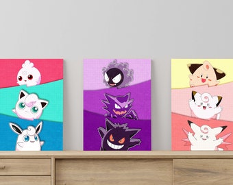 Pokemon Evolution Halftone Poster Set, Gaming Room Decor (Digital Download)