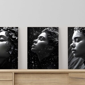 Serene Schwarzweißes Kunst Poster 3er Set, Wandkunst, Serene B & W Poster für minimalistisches Wohndekor | digitaler Download