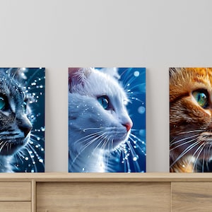 Macro Cat Art Poster Set: Minimalist Home Decor (Digital Download)