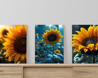 Sunflower Wall Art: Cinematic Poster Set of 3 (Digital Download)