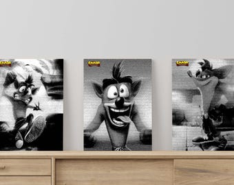 Crash Bandicoot Poster Set: Grunge Gaming Room Wall Art (Digital Download)