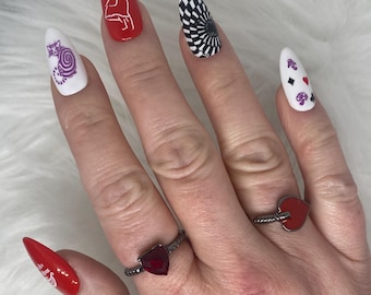 Alice im Wunderland Press-On Nägel, Handgefertigte Gelnägel