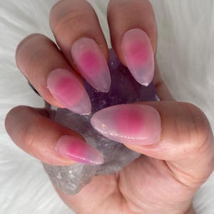 Pink aura press-on gel nails