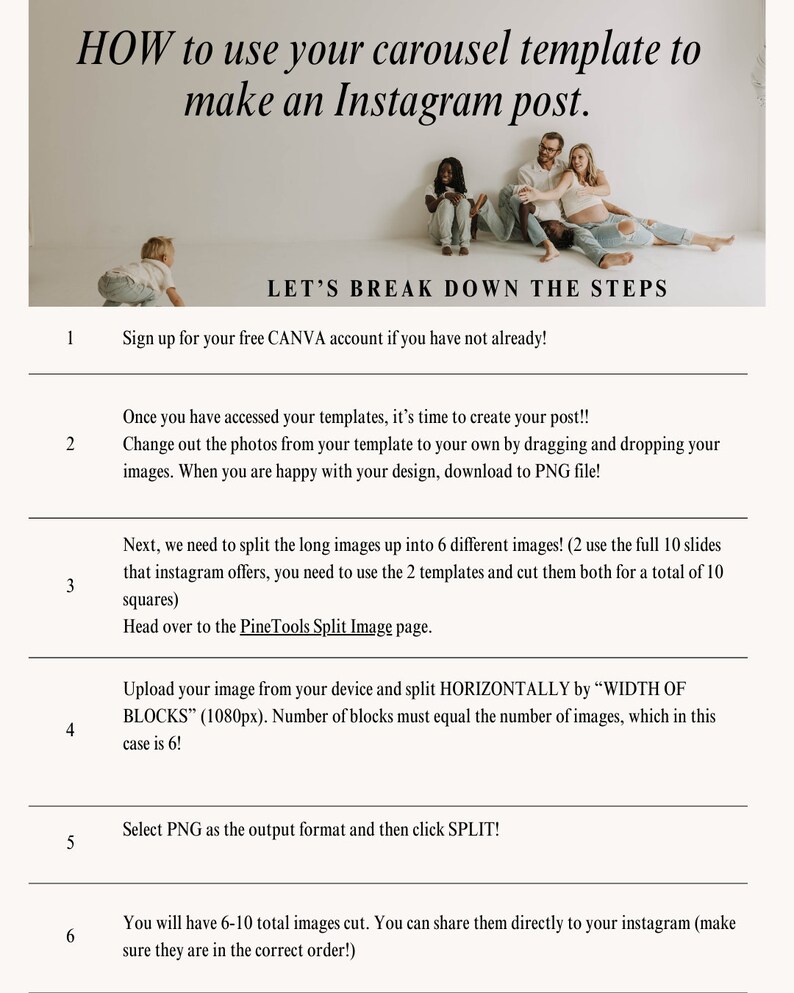 Easy INSTAGRAM CAROUSEL TEMPLATE - Etsy