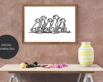 Lámina minimalista de perro, decoración moderna para pared (descarga digital)