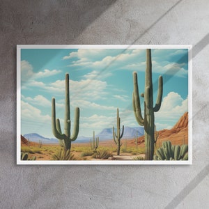 Framed Canvas Art: Desert Landscape Art, Minimalist Southwestern Framed Art, Modern Home Decor, Nature Wall Art