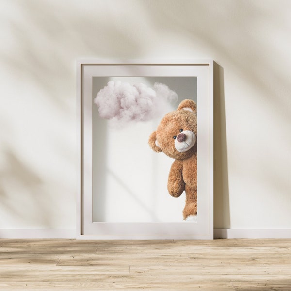 Charming Creations: Unique Teddy Bears for Collectors and Cuddlers, Whimsical Teddy Half Bear Poster Unique Nursery Decor, Add Playful