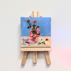 Mini hand painted canvas, fridge magnet