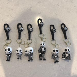 Spooky Skeleton Keychain | Gothic Halloween Keyring | Cute Black & White Charm
