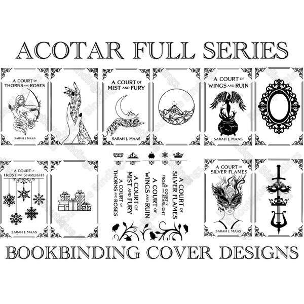 ACOTAR Serie completa Diseño de portada de encuadernación Archivos SVG, Una corte de espinas y rosas, Plantilla de diseño de portada de libro de vinilo, Arte de portada, Velaris