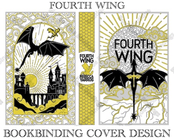 Fourth Wing Bookbinding Cover Design SVG Files, Vinyl Book Cover Design Template, Rebound Book Cover Design Art