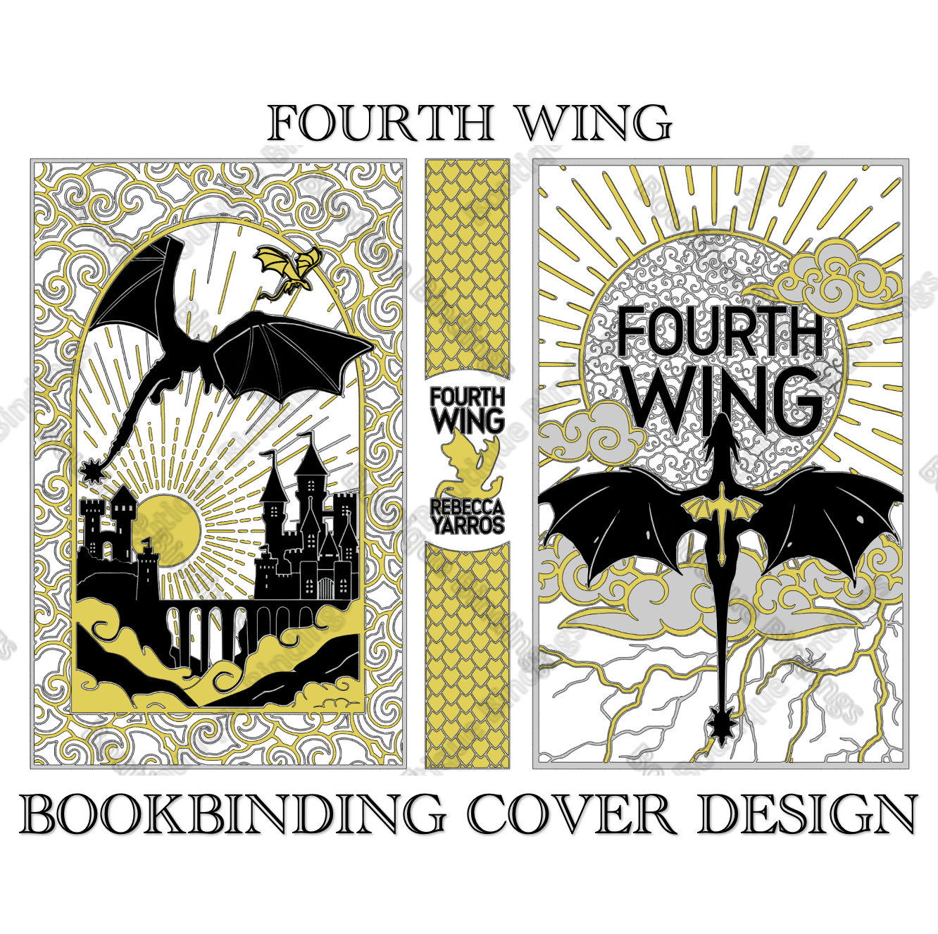 Fourth Wing Bookbinding Cover Design SVG Files, Vinyl Book