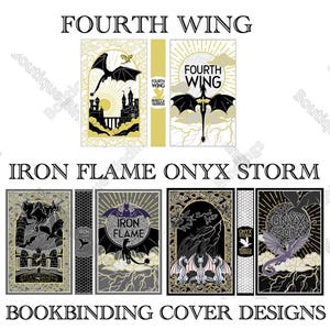 Empyrean Series Bookbinding Cover Design SVG Files, Book Cover Design Template, Rebound Cover Design Art | Fourth Wing Iron Flame Onyx Storm