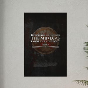 Seneca Poster | Resilience in Adversity: Seneca&#39;s Wisdom | Stoic Quote Wall Art | Mental Strength Decor | Philosophy Decor (3 Finishes)