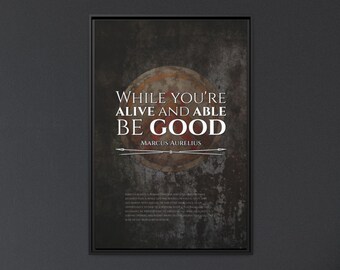 Framed Marcus Aurelius Canvas | Live Nobly: Marcus Aurelius Quote | Stoicism | Motivational Framed Canvas | Ancient Wisdom Decor