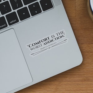 Stoic Decal | Stoicism | Challenge Comfort: The Stoic&#39;s View | Marcus Aurelius Quote | black text