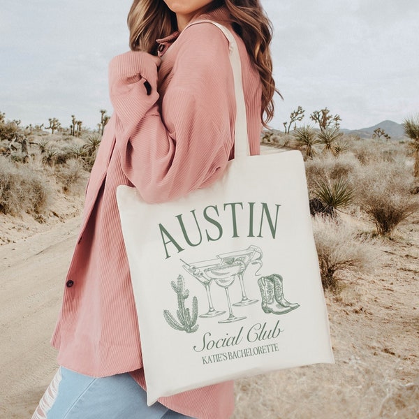 Austin Bachelorette Tote Bag, Cowgirl Bachelorette, Desert Bachelorette Party Favors, Custom Wedding Tote, Southern Bach Party, Bridal Favor