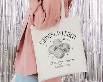 Disco Bachelorette Tote Bag, Disco Bride Party Favor, Bachelorette Party Bag, Recovery Kit , Retro Bachelorette, Bride's Last Disco Tote Bag