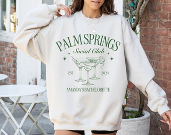 Luxury Bachelorette Merch, Palm Springs Bachelorette, Custom Location Crewneck Sweatshirt, Bachelorette Party, Bridal Party Gift,Wedding