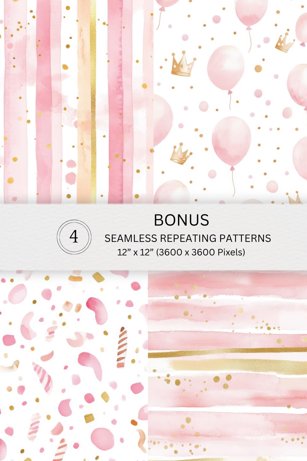 Cute Pink Princess Watercolor Clipart Bundle, Girl Birthday Party ...