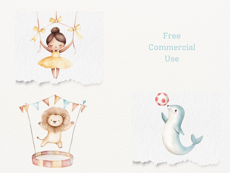Cute Circus Watercolor Clipart Bundle, Adorable Carnival Animals ...
