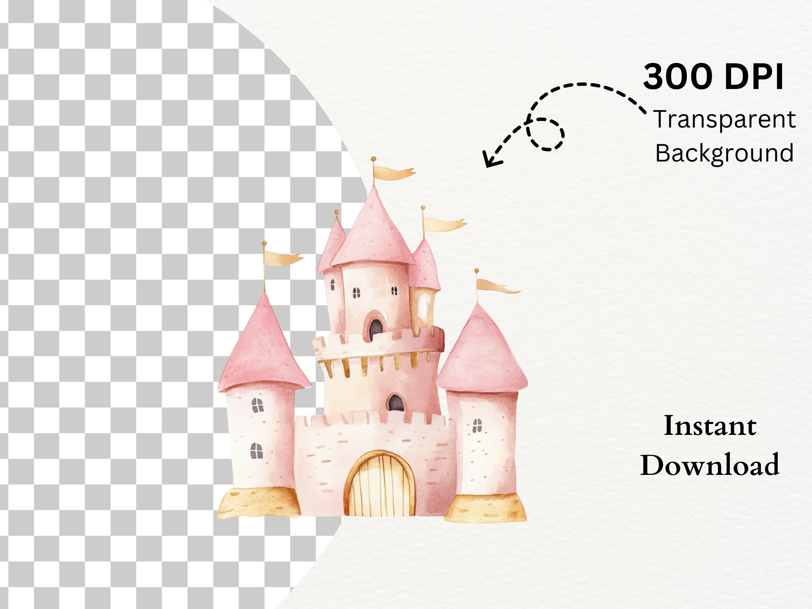 Cute Pink Princess Watercolor Clipart Bundle, Girl Birthday Party ...