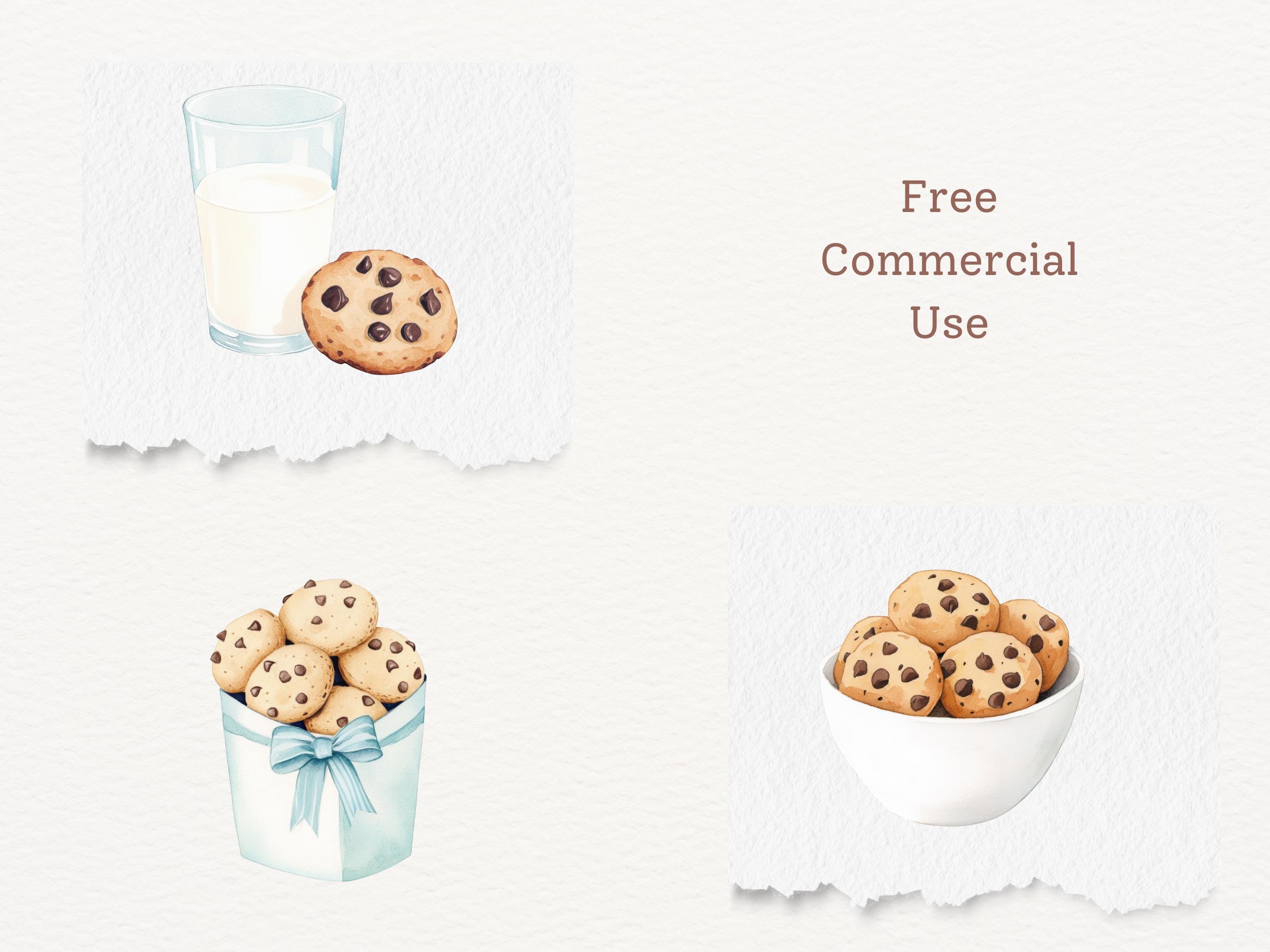Cute Chocolate Chip Cookie Watercolor Clipart Bundle, Sweet Bakery ...