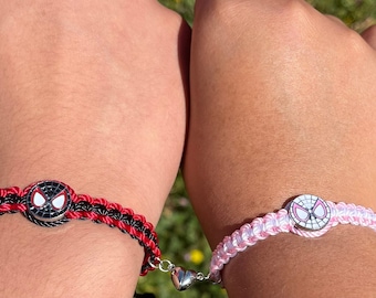 Spiderman Couple Bracelets | Miles Morales x Gwen Stacy | Magnetic Heart | Matching Couple Bracelets | Spiderman Bracelet Couples |