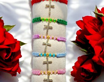Cross Bracelets Religious Bracelet Christian Jewelry Twisted Nylon Bracelet Braided Bracelet String Bracelet Christian Bracelet