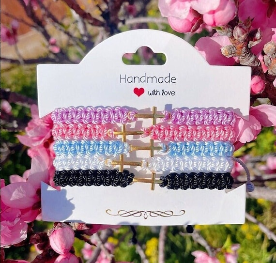 Cross Bracelet | Religious Bracelet | Christian Jewelry | Twisted Nylon Bracelet | Braided Bracelet | String Bracelet | Christian Bracelet |