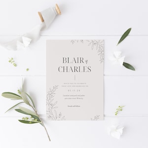 Invito di nozze con fiori - modello canva - invito minimalista giorno delle nozze - Set di inviti per matrimonio
