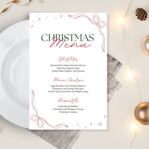 Christmas menu template  - dinner menu for the holidays - printable christmas menu in canva