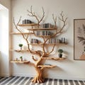 Nature-Inspired Handcrafted Tree Branch Bookshelf | Wooden Floating Shelf & Artful Tree Bookcase for Living Room