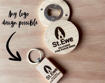 Personalised Corporate Gift Set | Custom Engraved Bottle Opener Fridge Magnet & Keyring with Company Logo | Branded Business Gifts Clients