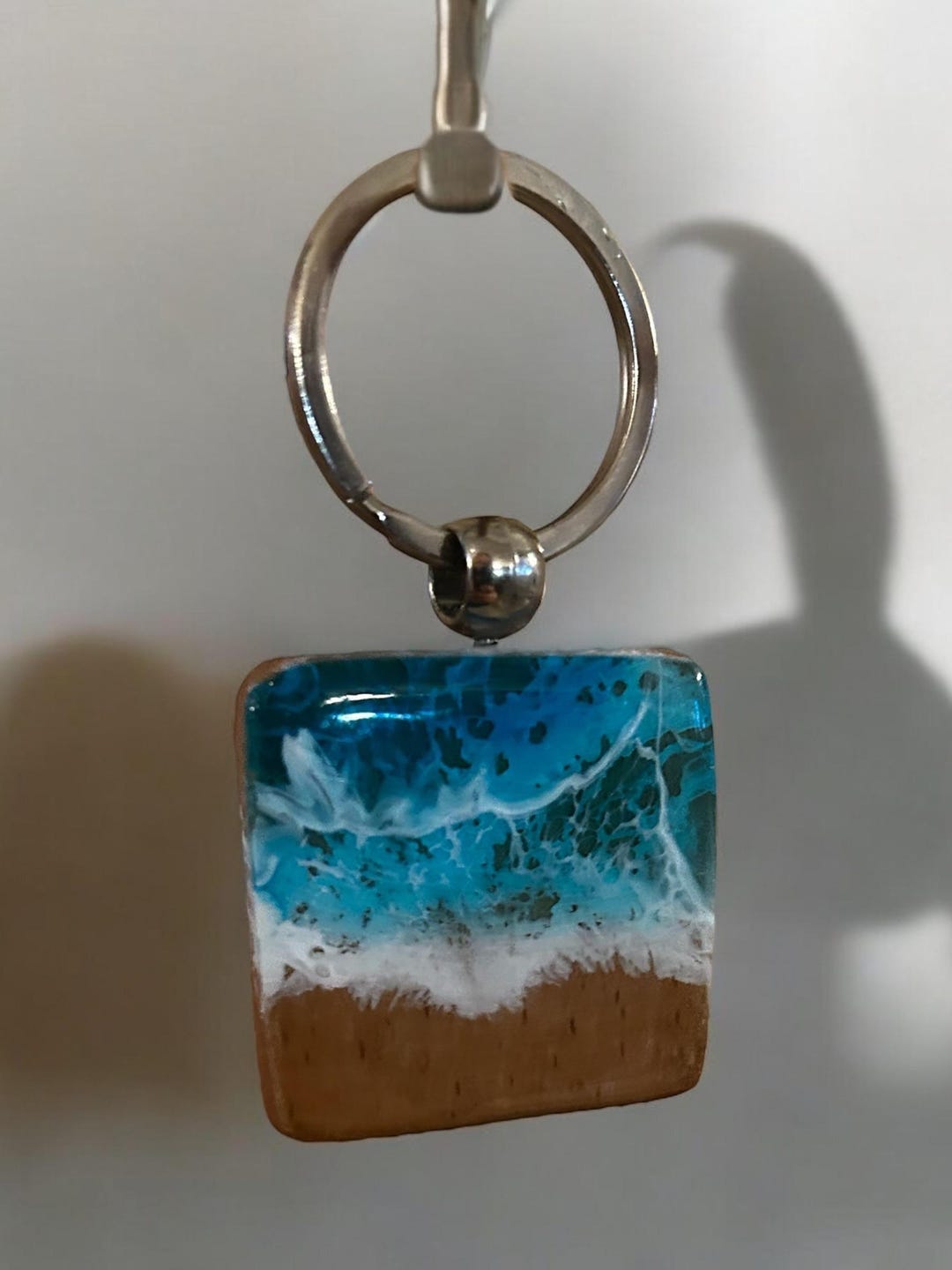 Personalized Square Ocean Keychain, Resin Engraved Sea Accessory ...