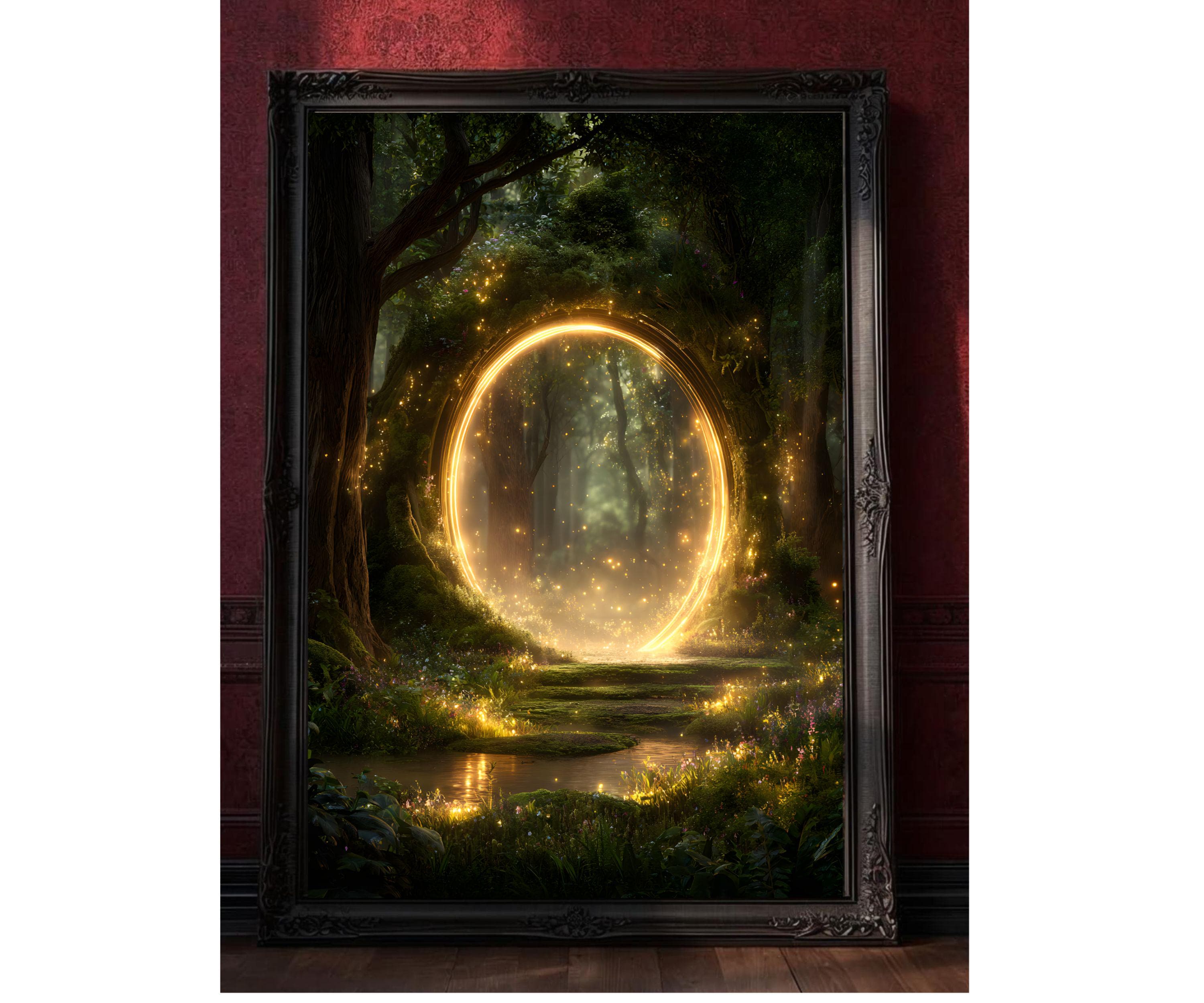 Vintage Fantasy Art Print, Magical Forest Portal Wall Decor, Enchanted ...