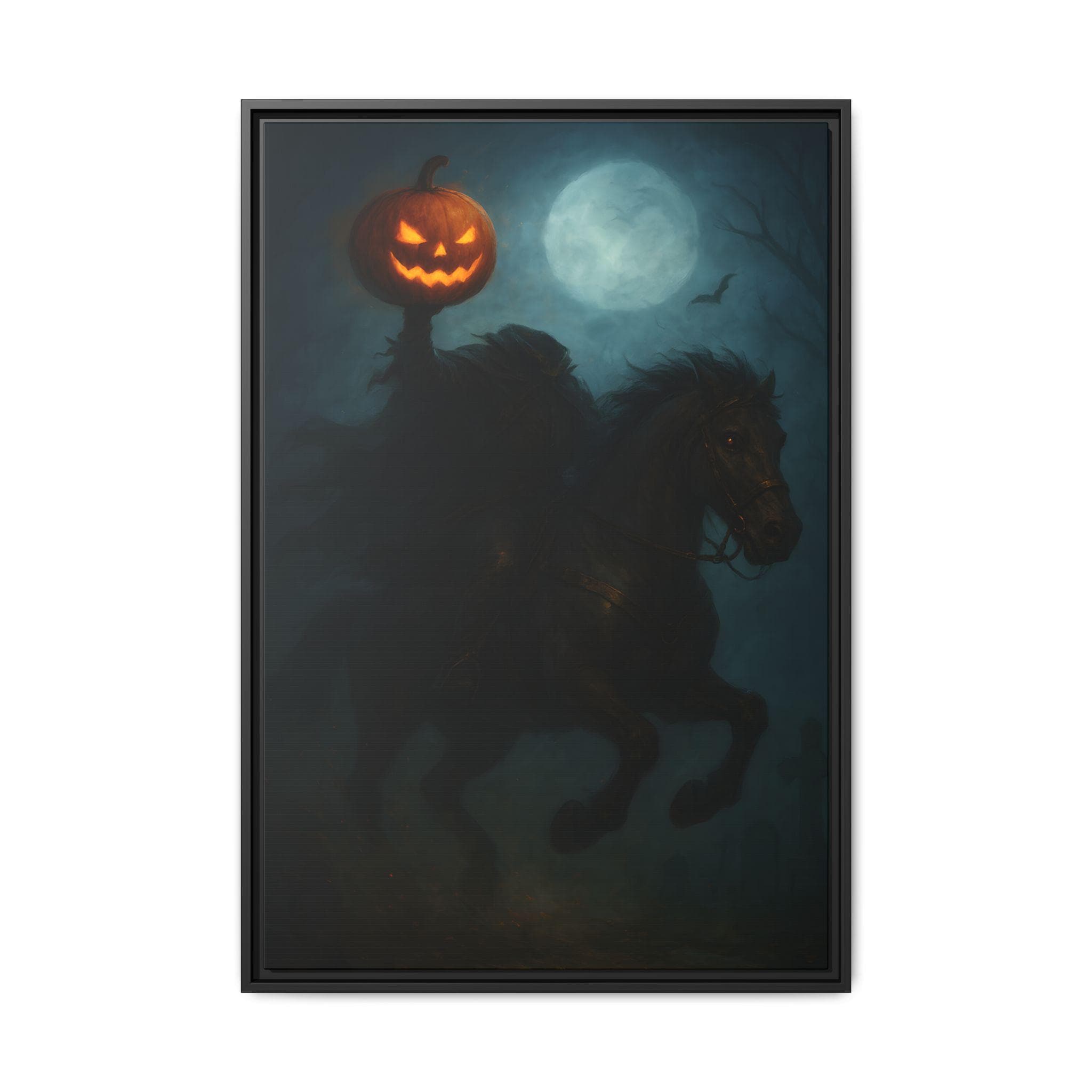 The Headless Horseman Painting Print, Spooky Pumpkin Rider, Dark Eerie ...