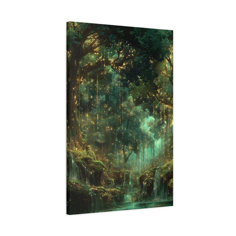 Mystical Waterfall Art Print | Enchanted Forest Fantasy Wall Art - Etsy