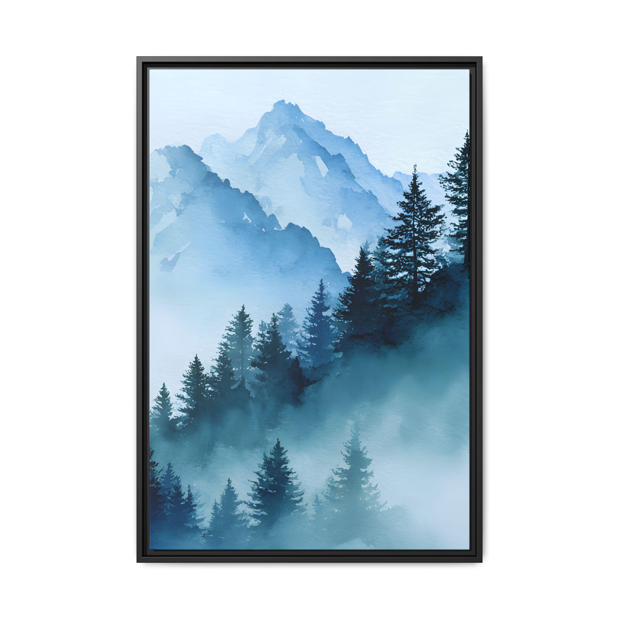 Mysterious Foggy Forest Landscape Art Print | Moody Watercolor Woodland ...