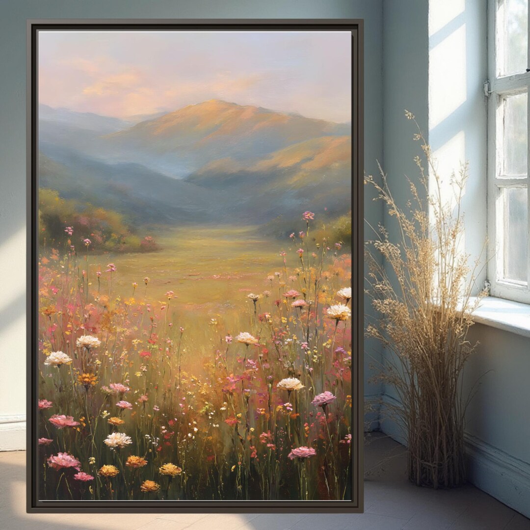 Wildflower Meadow Art Print, Mountain Landscape Floral Decor - Etsy