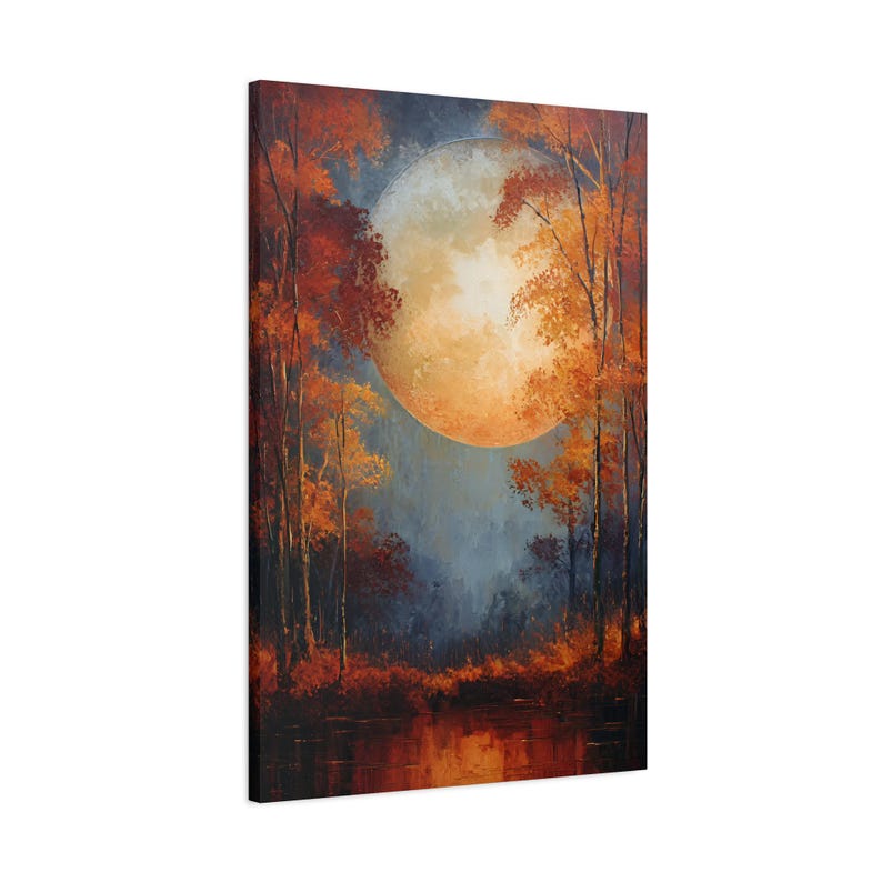 Autumn Full Moon Forest Art Print, Fall Landscape Wall Art - Etsy