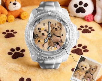 Stylish Custom Pet Watches, Custom Pet Photo Watch Faces, Personalized Pet Portrait Watches, Gifts for Pet Lovers
