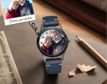 Personalized Photo Watch, Custom Picture Face Watch, Unique Gift for Him, Anniversary Birthday Gift